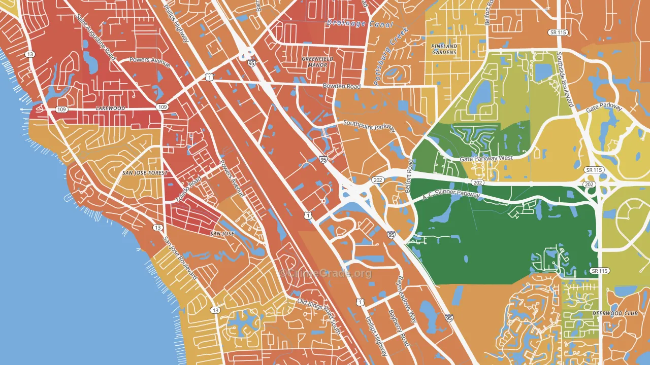 Southpoint, Jacksonville, FL Map of Arson Rates