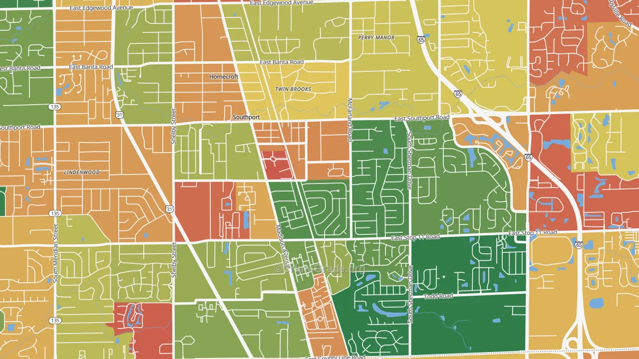 Southport, IN Map of Arson Rates