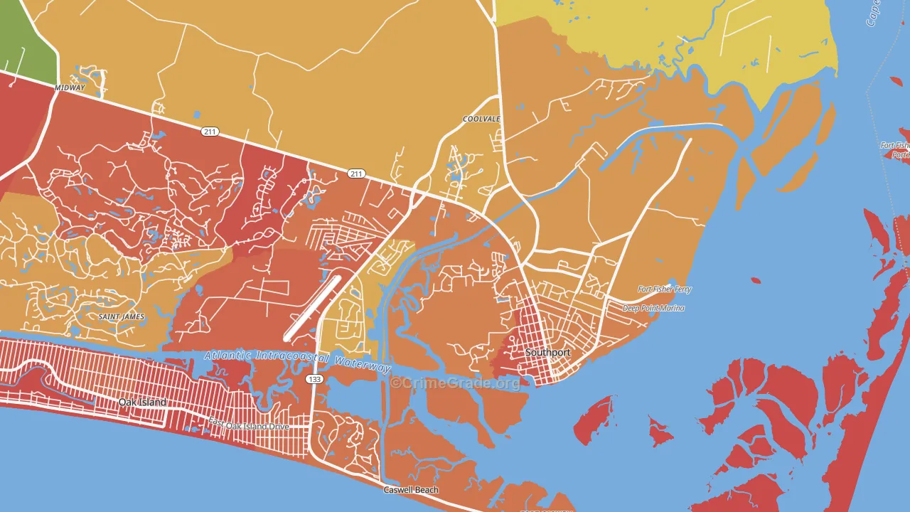 Southport, NC Map of Arson Rates