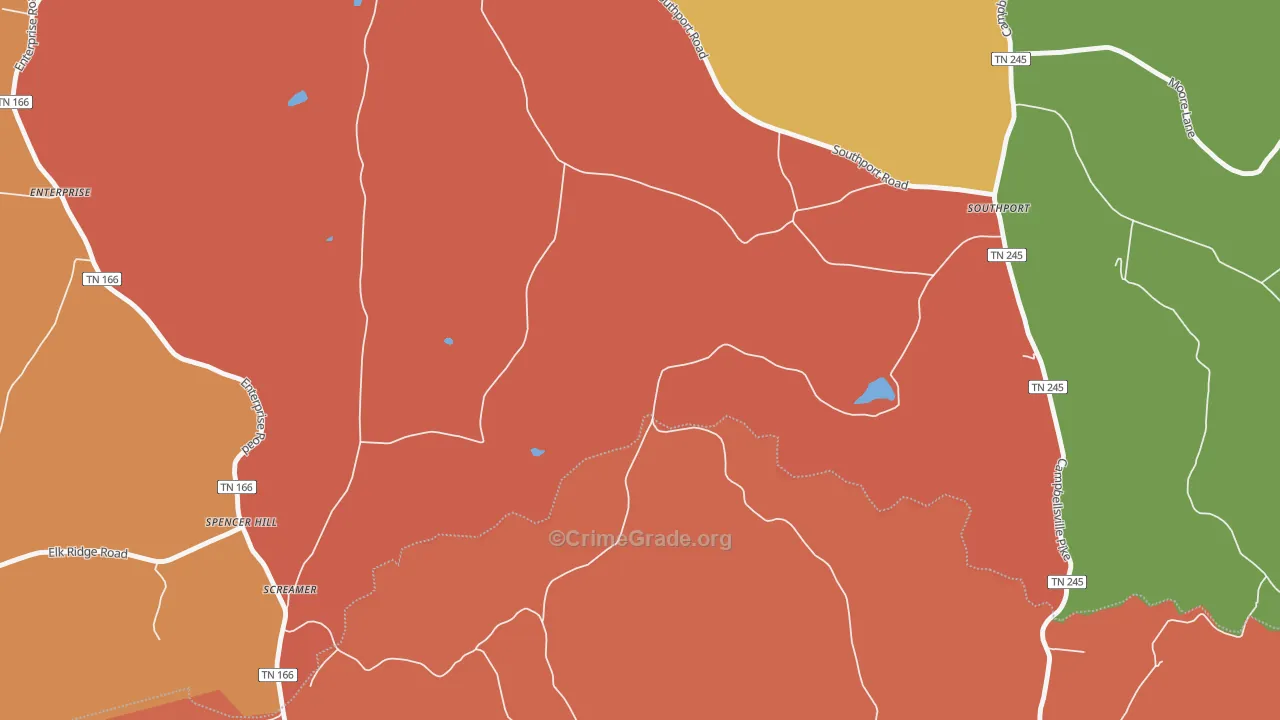 Southport, TN Map of Arson Rates