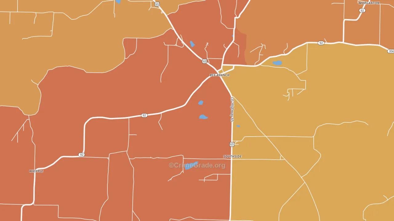Southside, AR Map of Arson Rates
