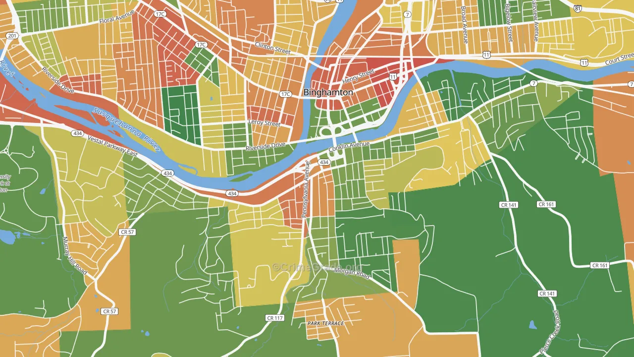 Southside, Binghamton, NY Map of Arson Rates