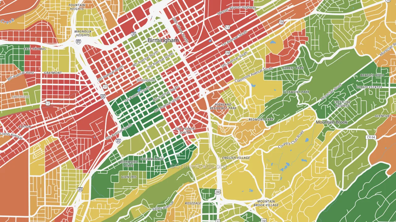 Southside, Birmingham, AL Map of Arson Rates