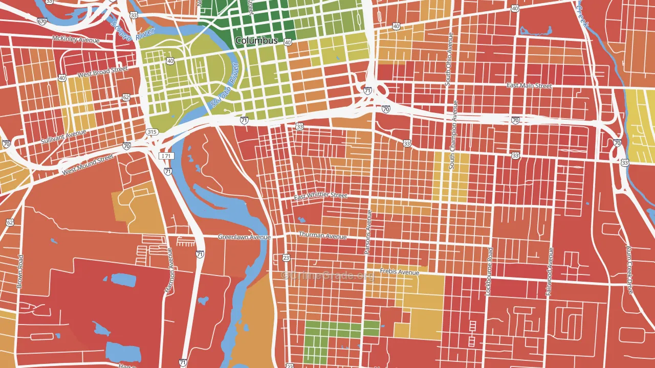 Southside Columbus, Columbus, OH Map of Arson Rates