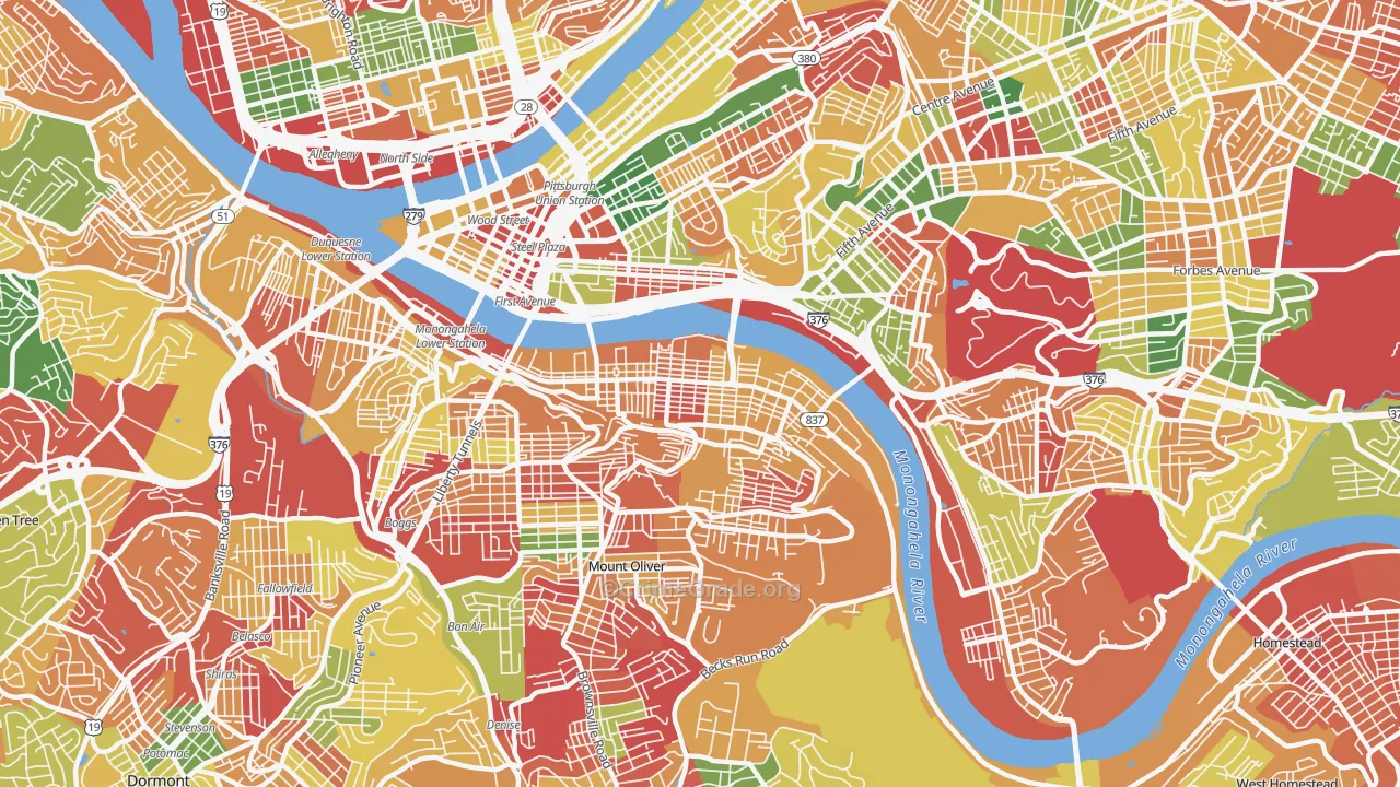 Southside Flats, Pittsburgh, PA Map of Arson Rates