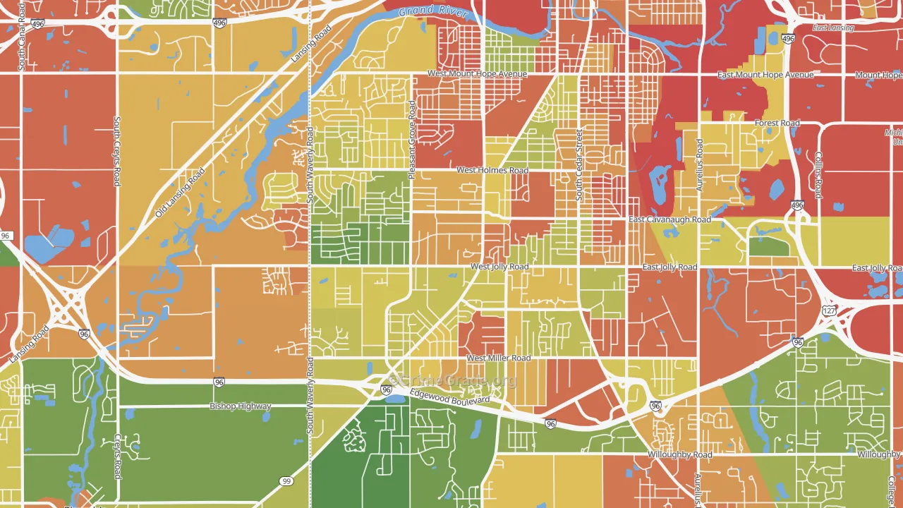 Southside, Lansing, MI Map of Arson Rates