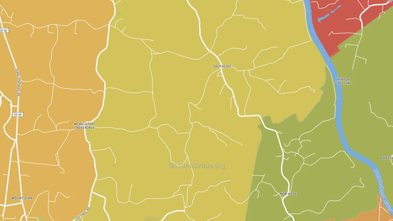 Southside, TN Map of Arson Rates