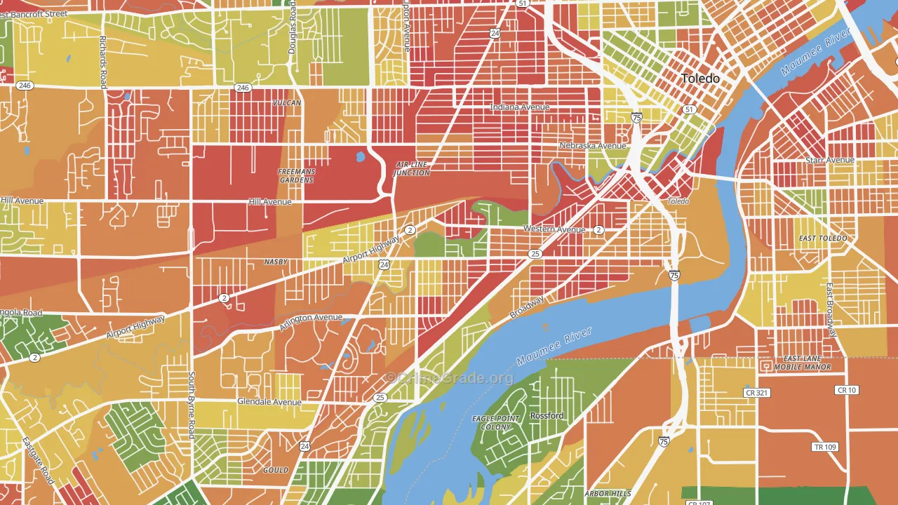Southside, Toledo, OH Map of Arson Rates