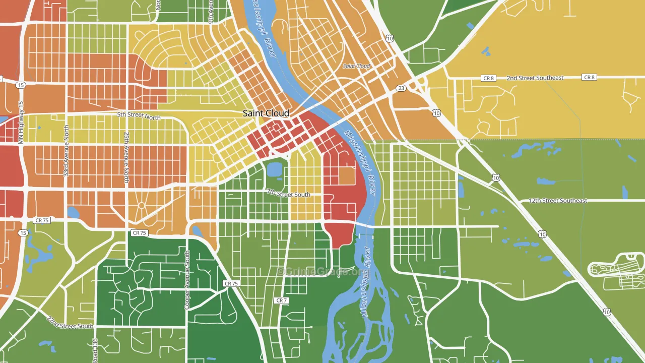 Southside University, St. Cloud, MN Map of Arson Rates