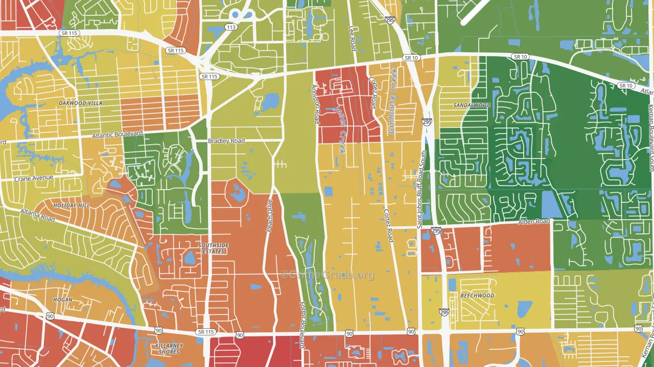 Southsuide Estates, Jacksonville, FL Map of Arson Rates