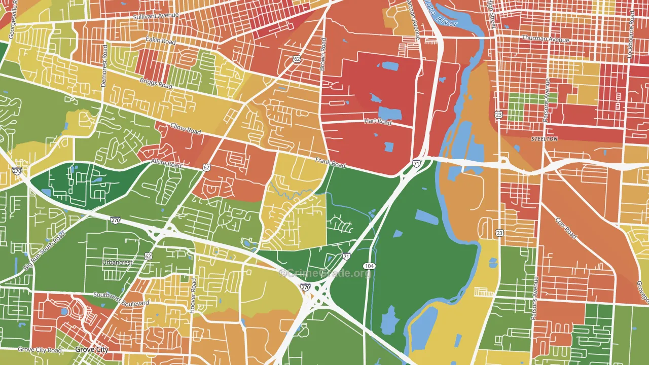 Southwest, Columbus, OH Map of Arson Rates