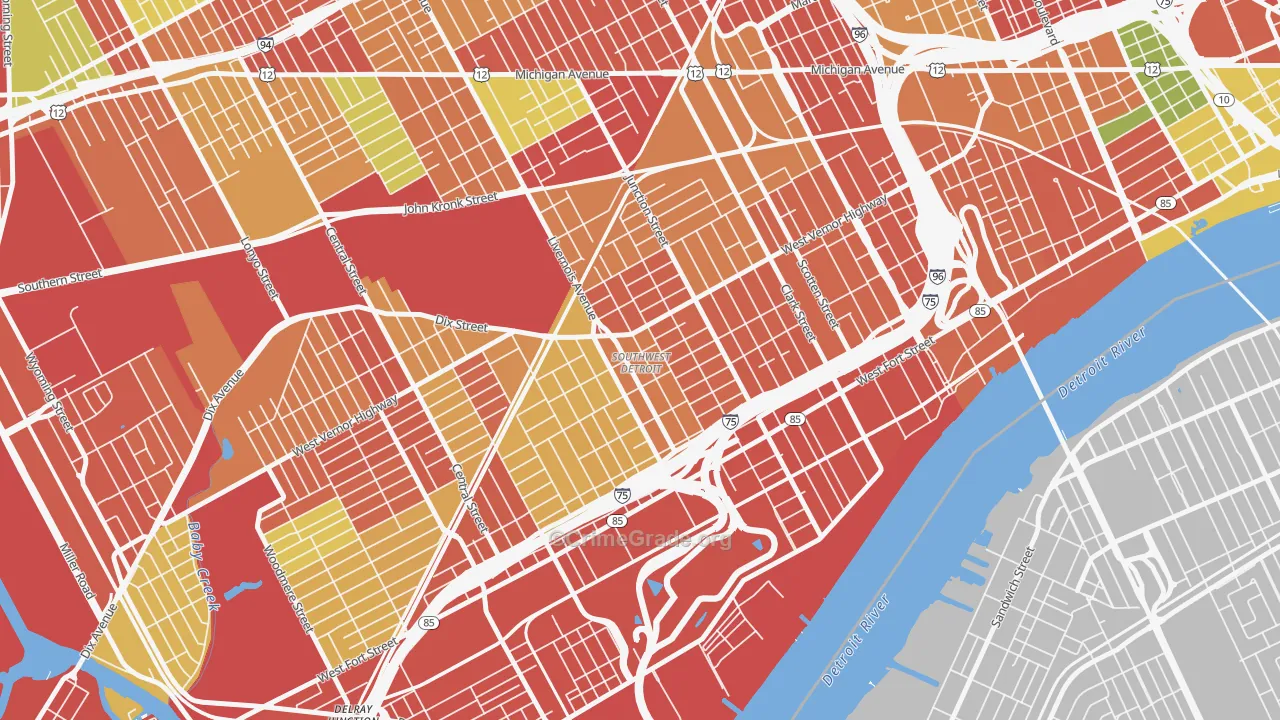 Southwest Detroit, Detroit, MI Map of Arson Rates