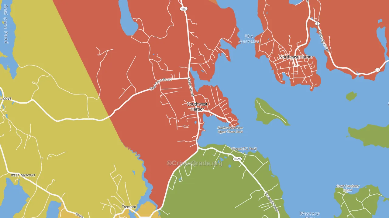 Southwest Harbor, ME Map of Arson Rates