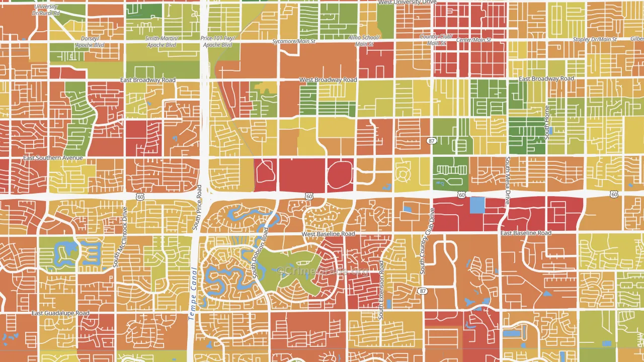 Southwest Mesa, Mesa, AZ Map of Arson Rates