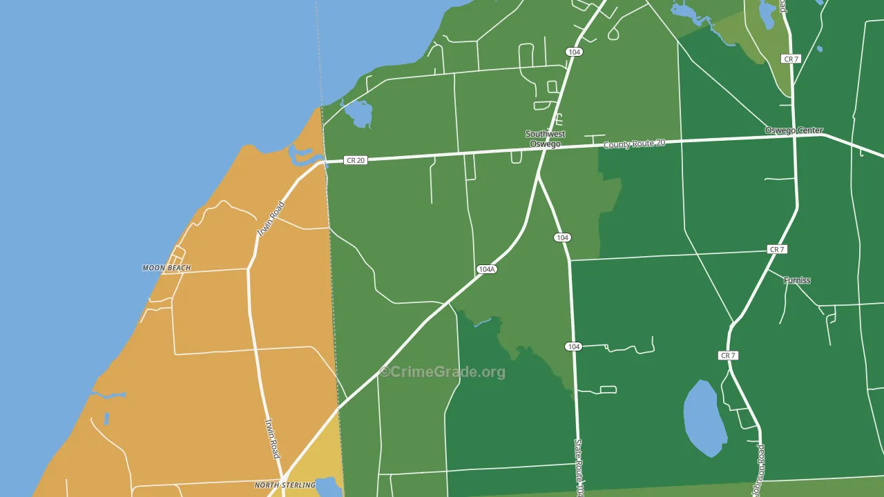 Southwest Oswego, NY Map of Arson Rates