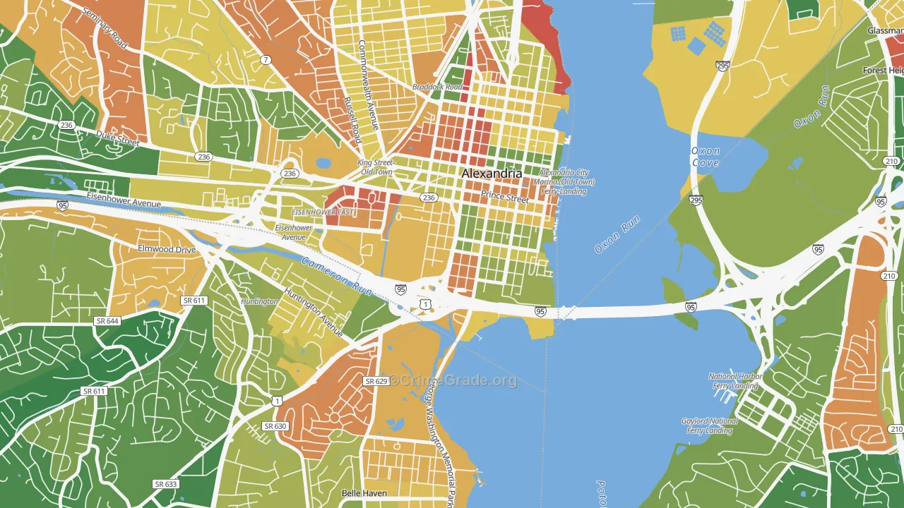 Southwest Quadrant, Alexandria, VA Map of Arson Rates