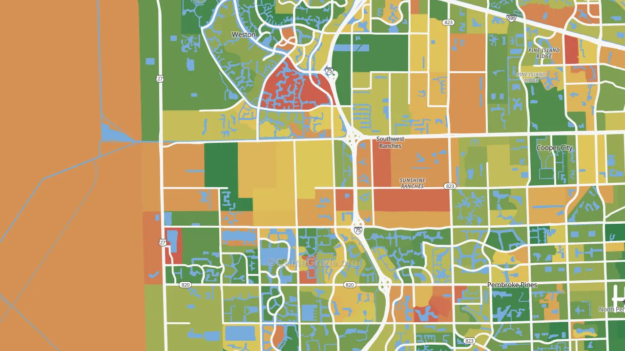 Southwest Ranches, FL Map of Arson Rates