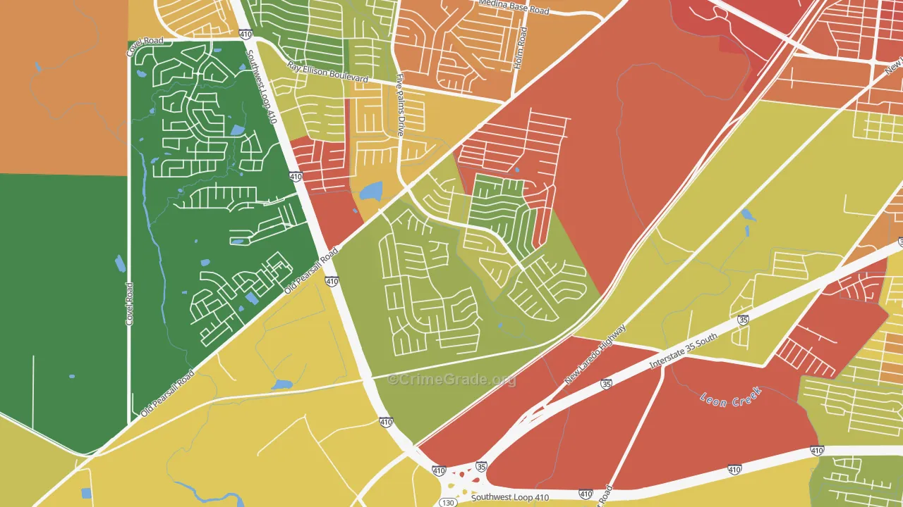 Southwest, San Antonio, TX Map of Arson Rates