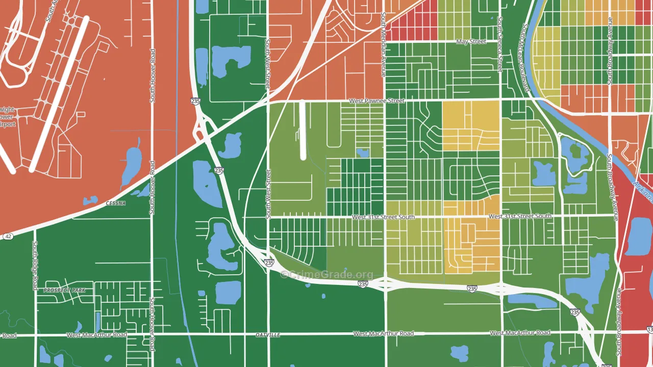 Southwest Village, Wichita, KS Map of Arson Rates