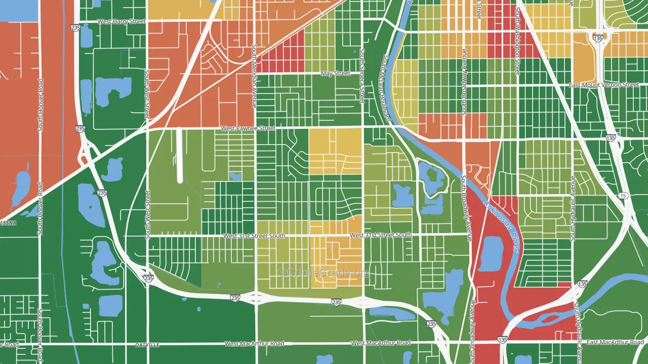 Southwest, Wichita, KS Map of Arson Rates