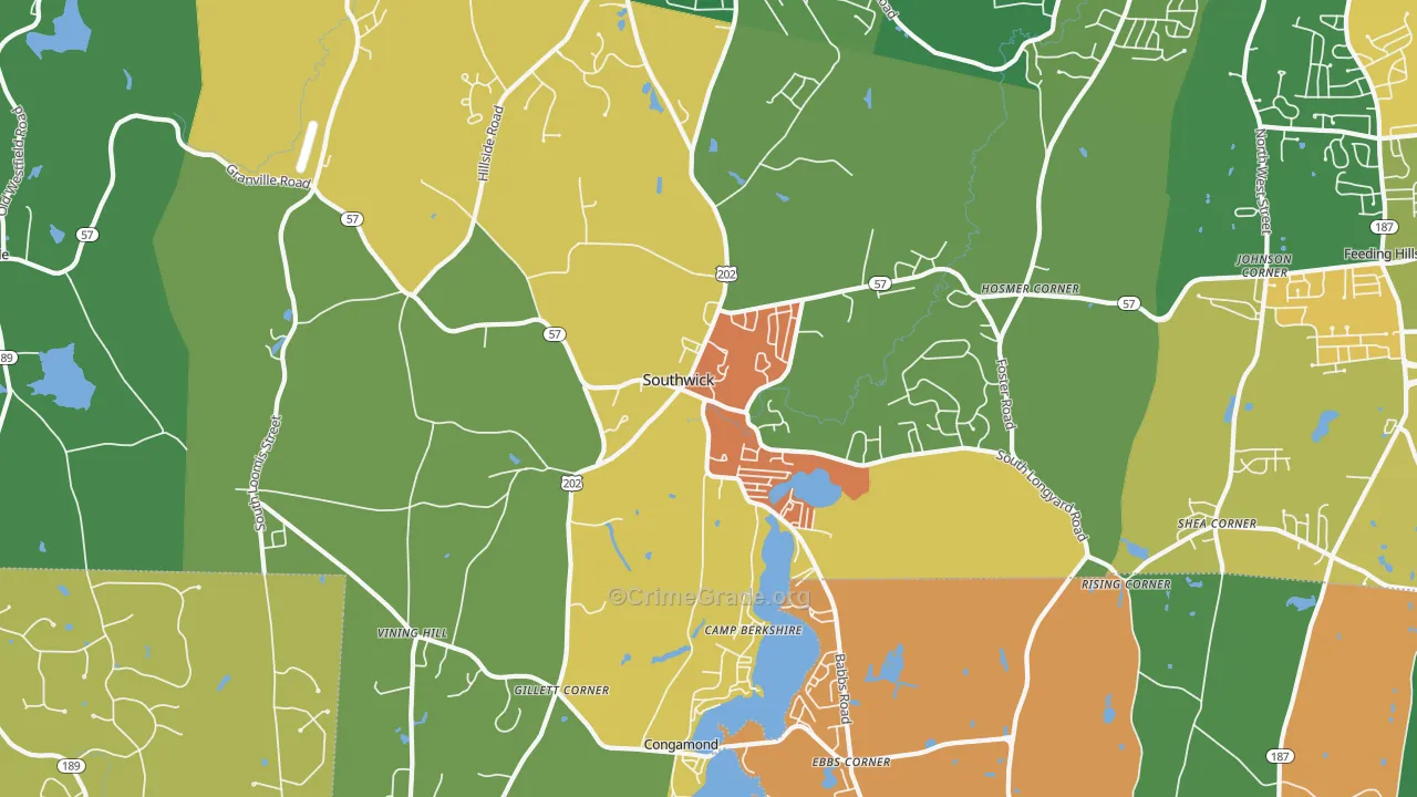 Southwick, MA Map of Arson Rates