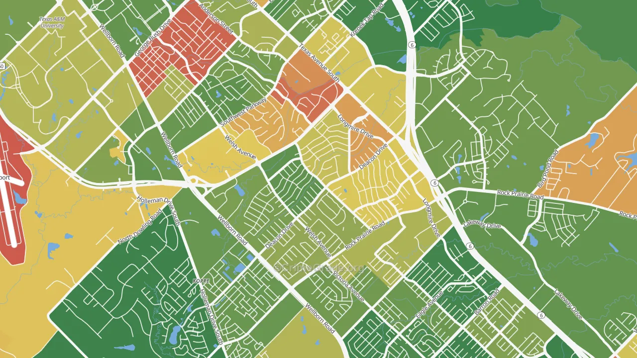 Southwood Valley, College Station, TX Map of Arson Rates