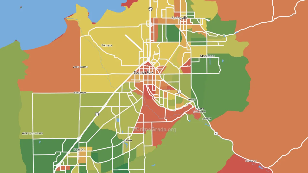 Spanish Fork, UT Map of Arson Rates