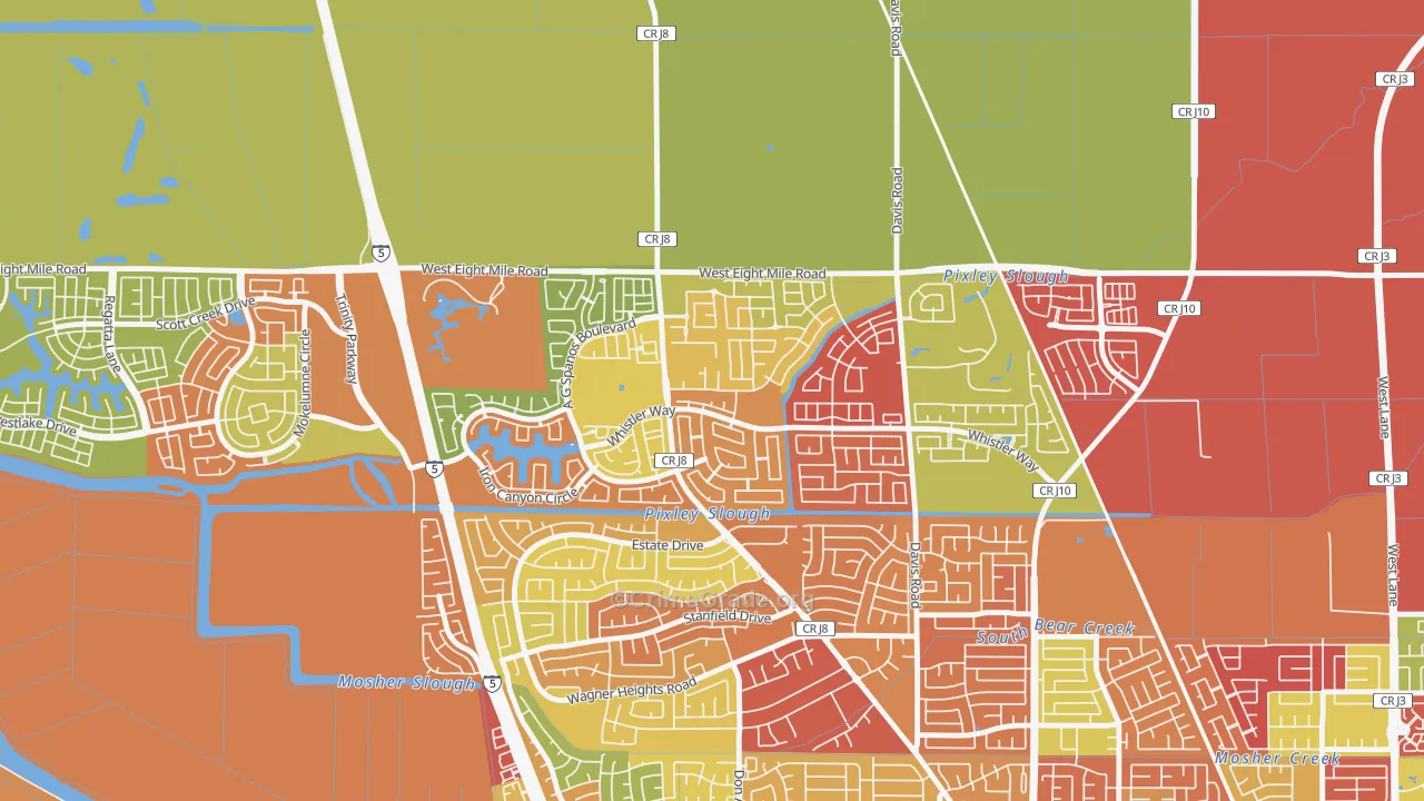Spanos Park, Stockton, CA Map of Arson Rates