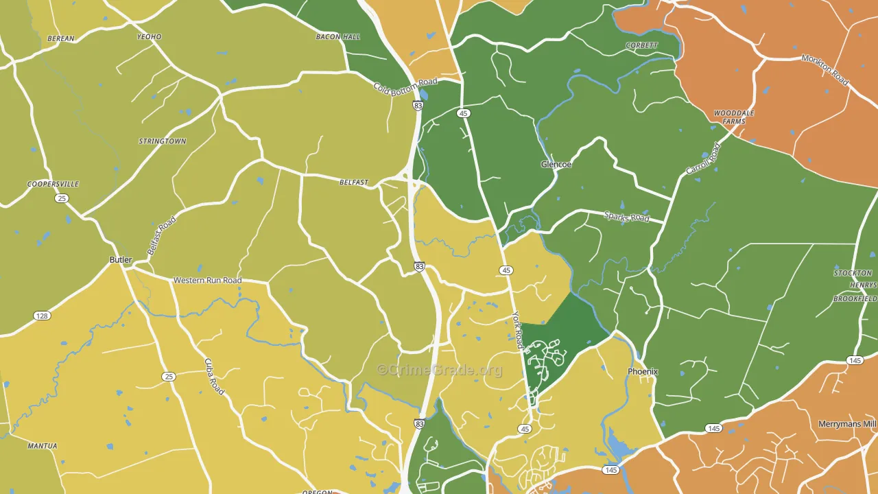 Sparks Glencoe, MD Map of Arson Rates
