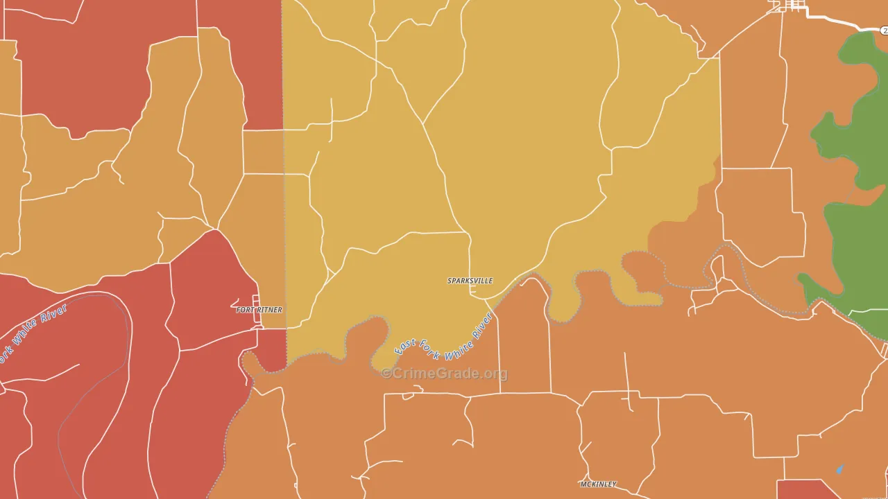 Sparksville, IN Map of Arson Rates
