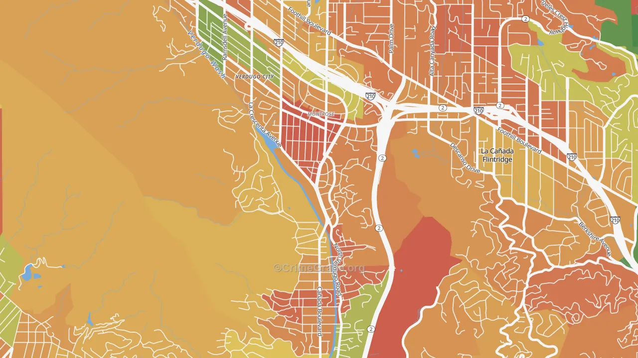 Sparr Heights, Glendale, CA Map of Arson Rates