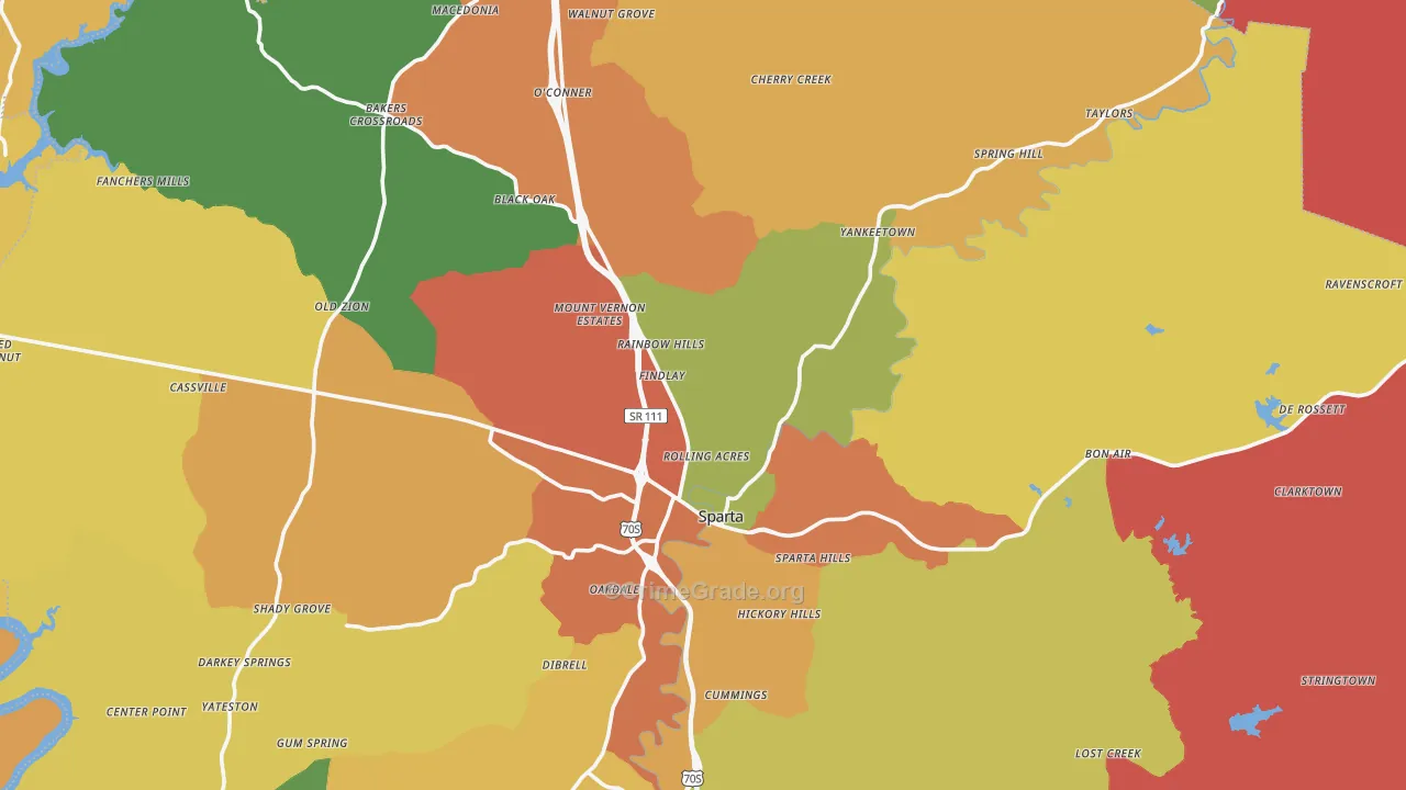 Sparta, TN Map of Arson Rates