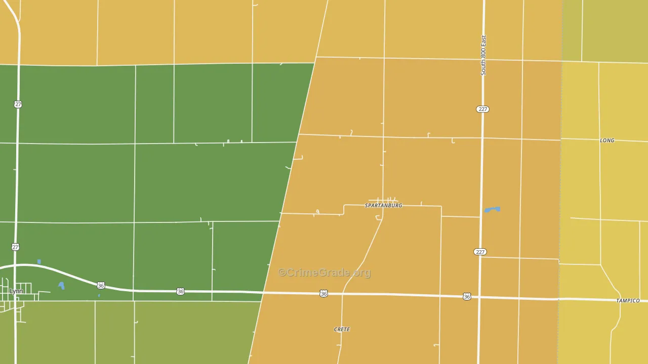 Spartanburg, IN Map of Arson Rates