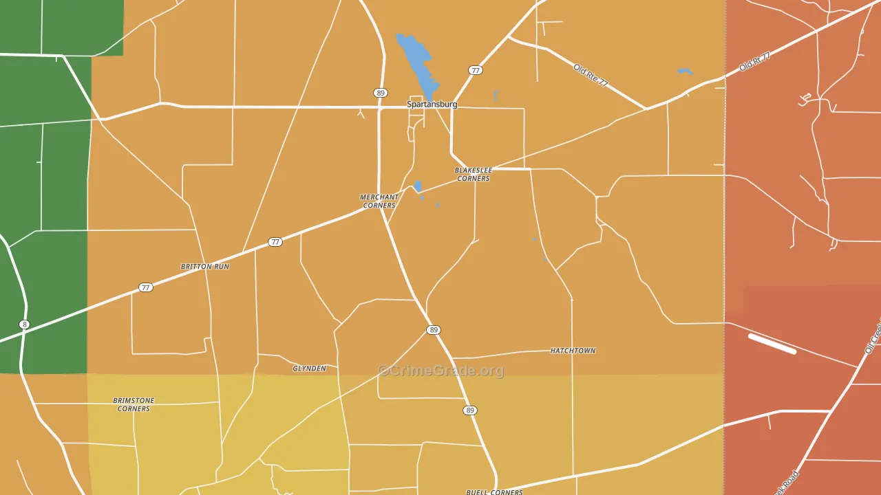 Spartansburg, PA Map of Arson Rates
