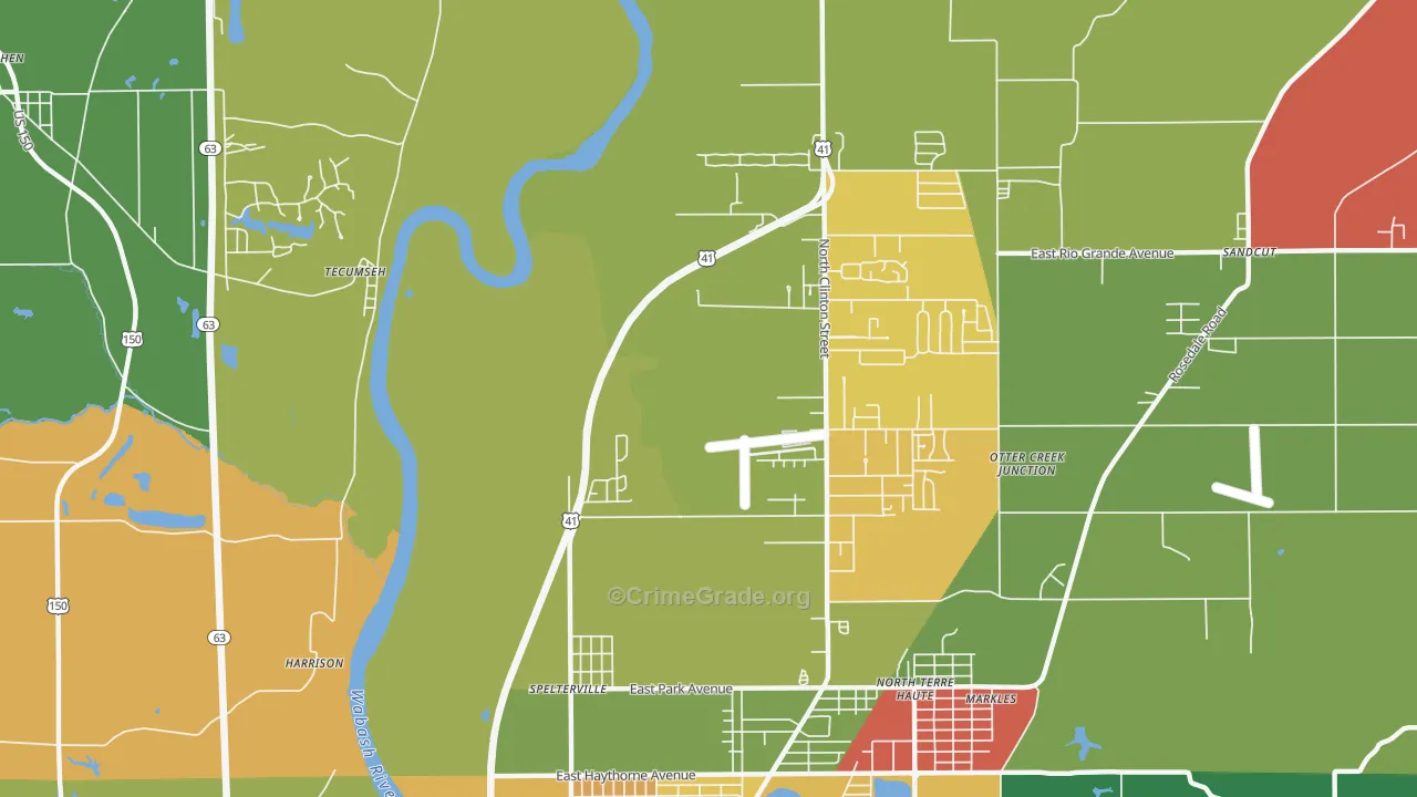 Spelterville, IN Map of Arson Rates
