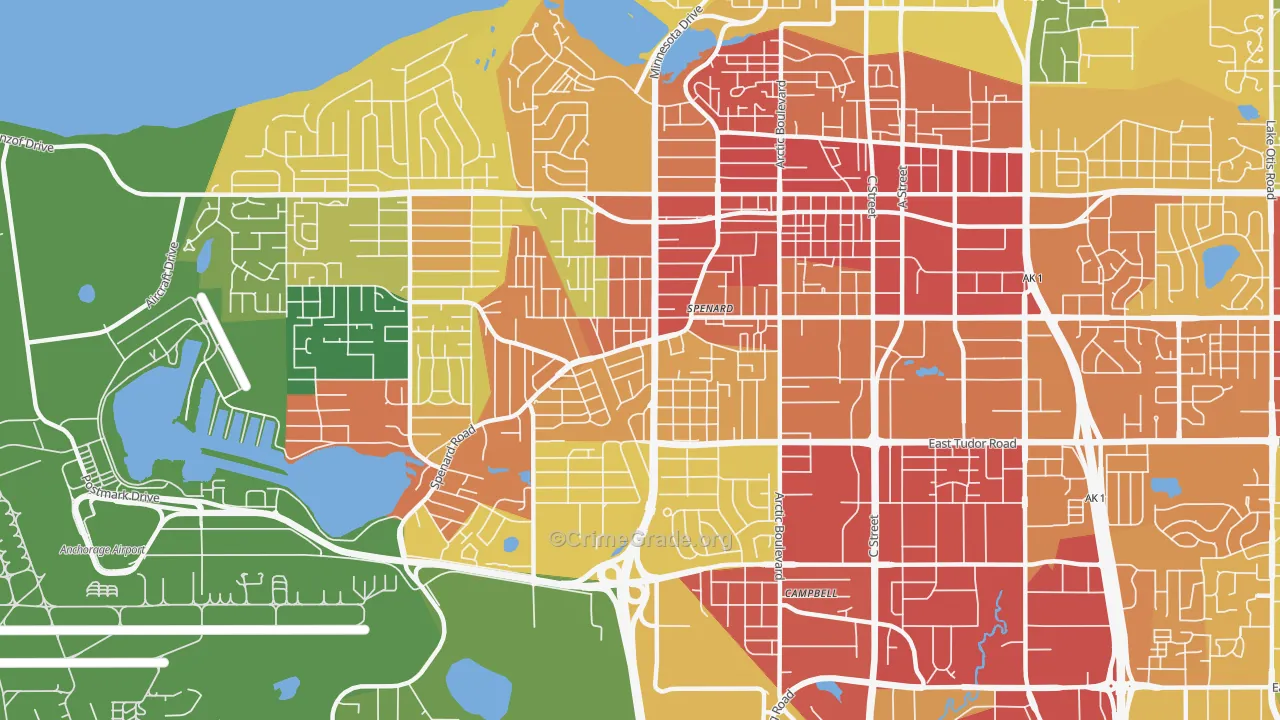 Spenard, Anchorage, AK Map of Arson Rates