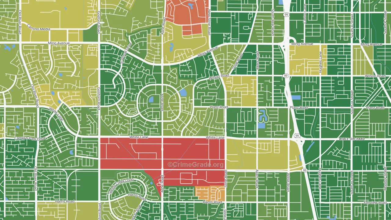 Spice Tract, Bakersfield, CA Map of Arson Rates