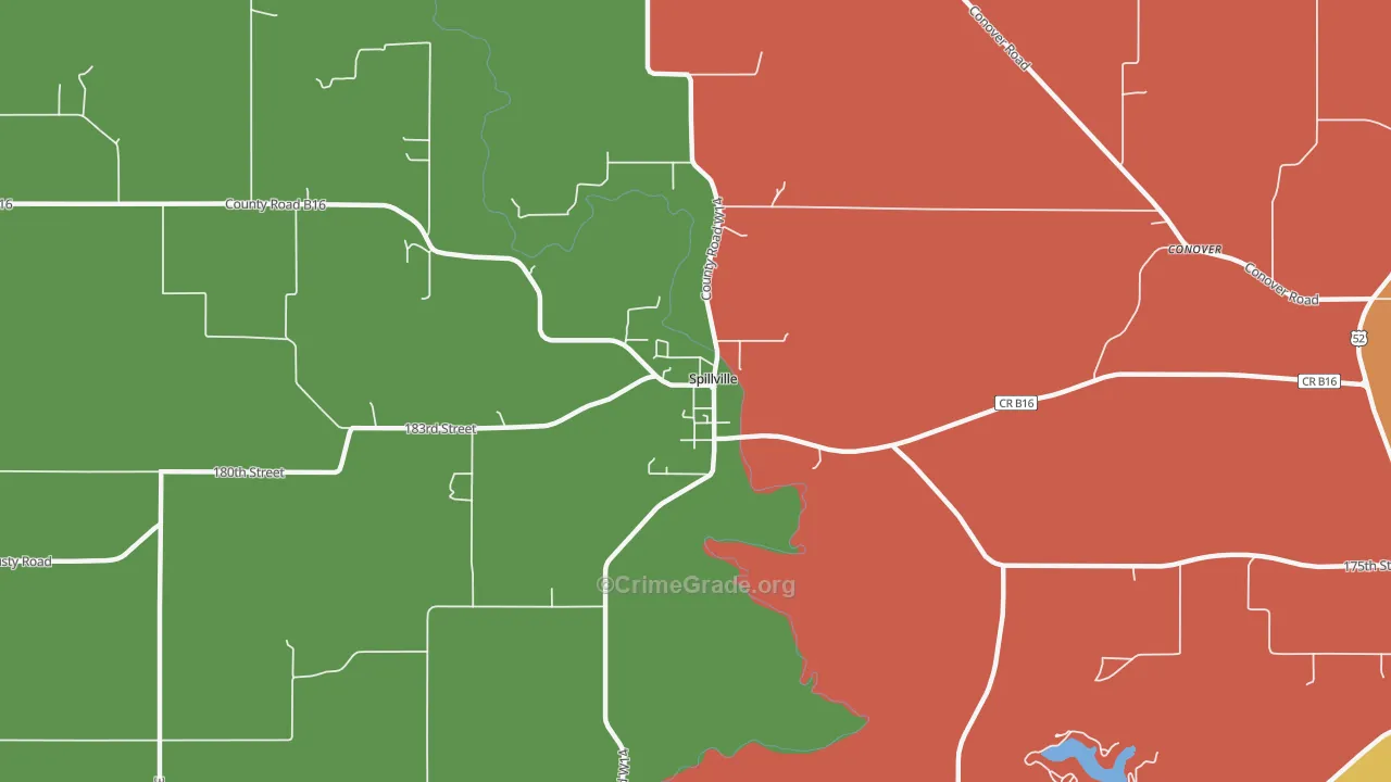 Spillville, IA Map of Arson Rates