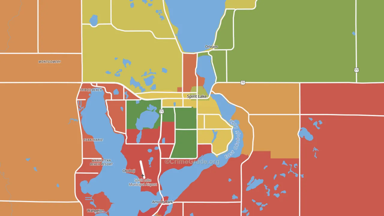 Spirit Lake, IA Map of Arson Rates