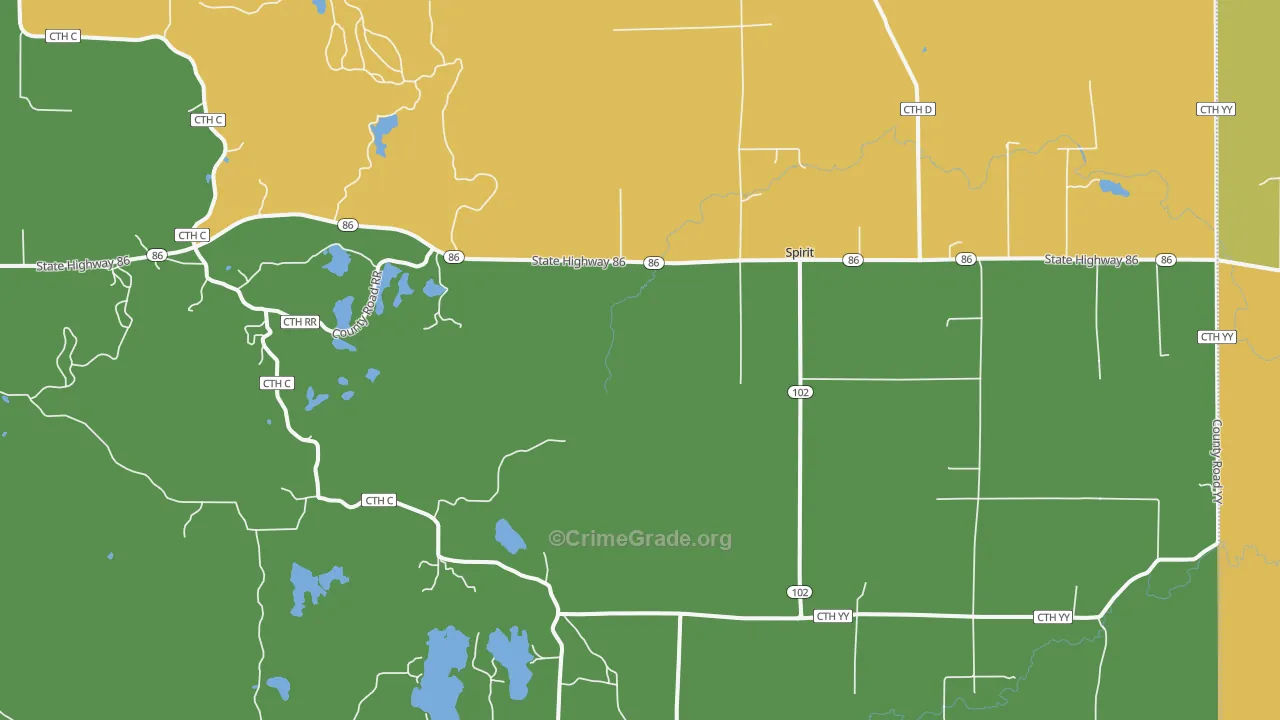 Spirit, WI Map of Arson Rates