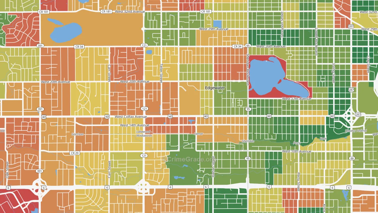 Spivak, Edgewater, CO Map of Arson Rates