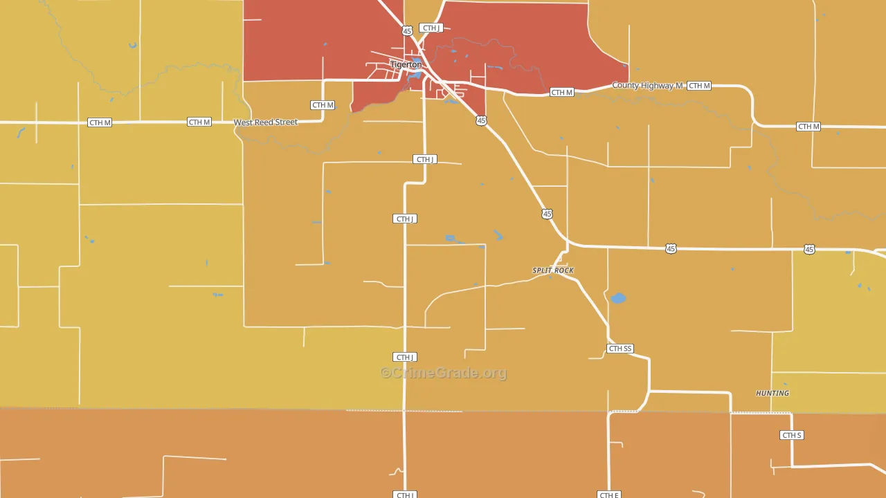 Split Rock, WI Map of Arson Rates