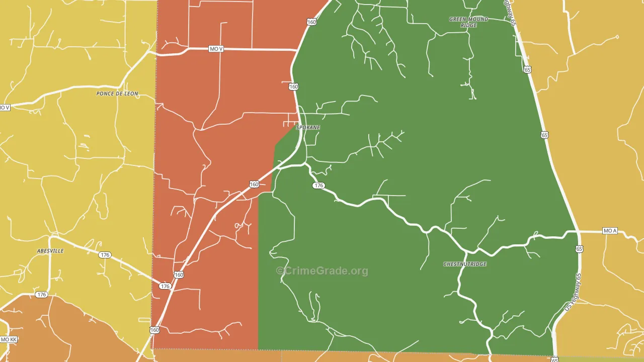 Spokane, MO Map of Arson Rates