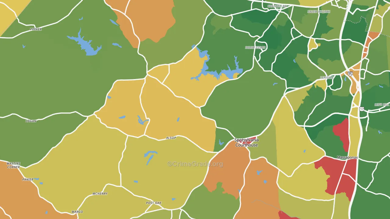 Spotsylvania, VA Map of Arson Rates