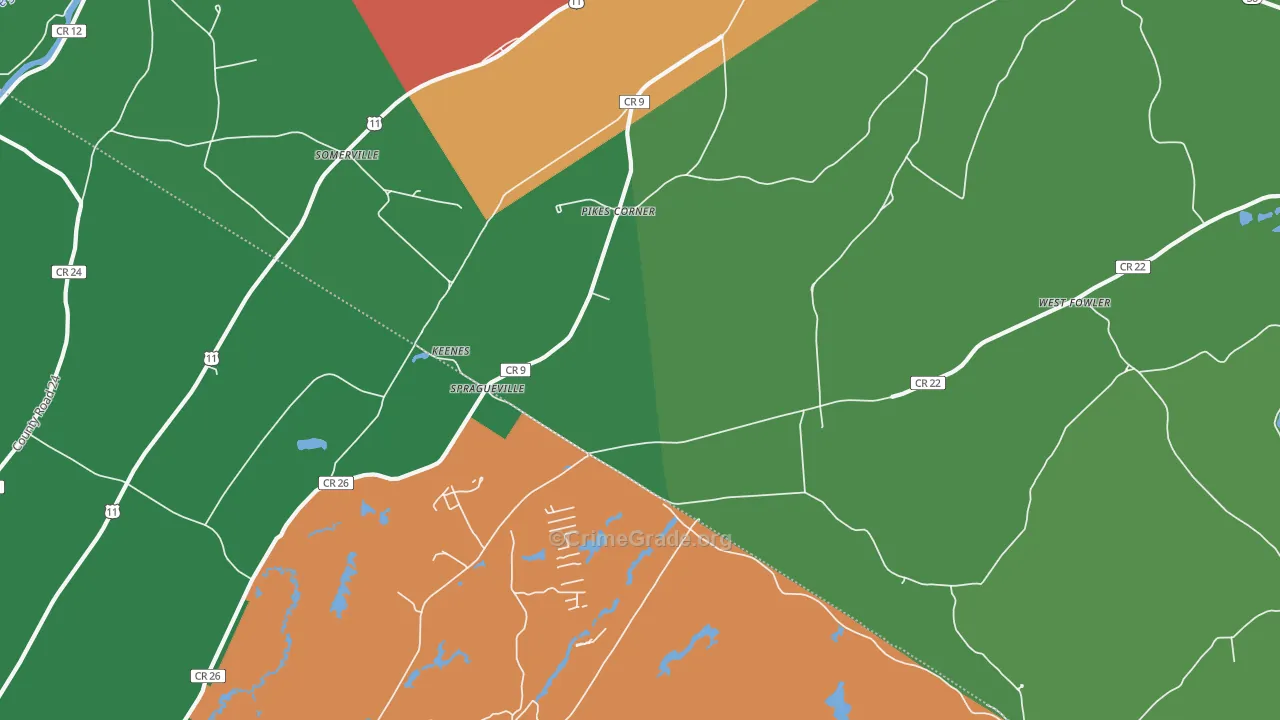 Spragueville, NY Map of Arson Rates