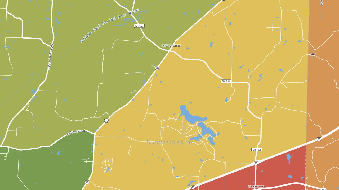 Spring Creek, TN Map of Arson Rates