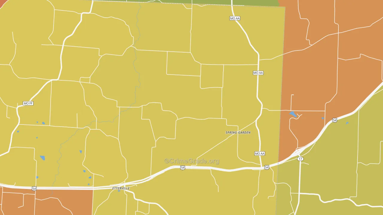 Spring Garden, MO Map of Arson Rates
