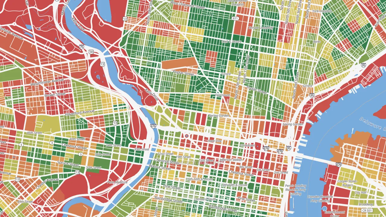 Spring Garden, Philadelphia, PA Map of Arson Rates