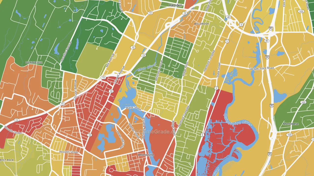 Spring Glen, Hamden, CT Map of Arson Rates