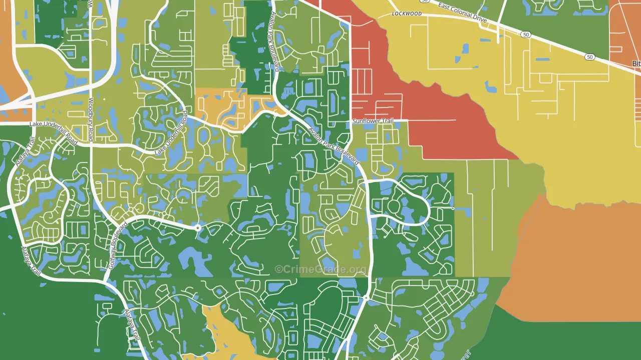 Spring Isle, Alafaya, FL Map of Arson Rates